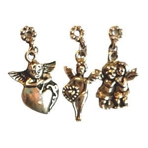 Silver Tone Baby Angel's Fashion Jewelry Charm or Craft Accent Bundle Of Three